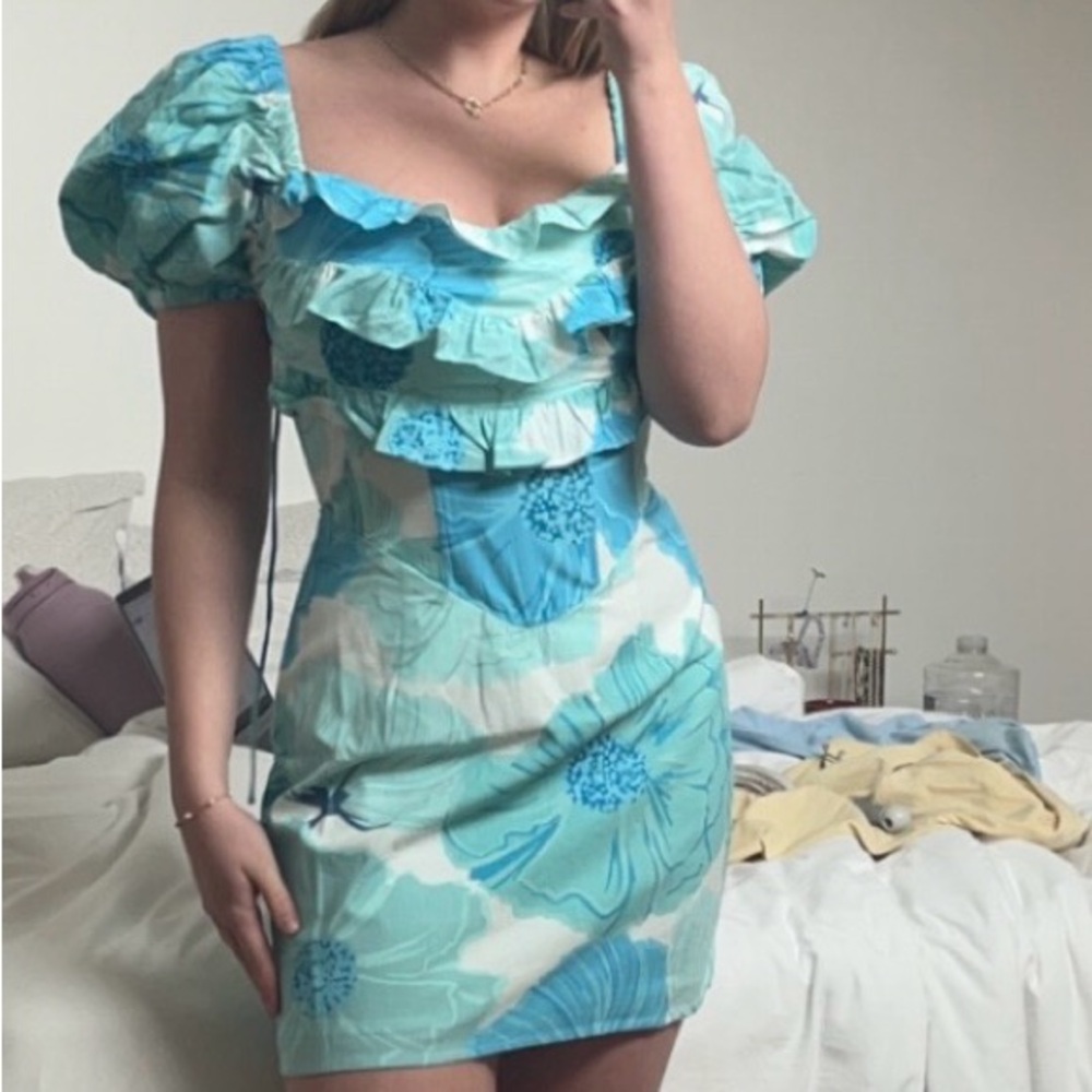 Sabo Skirt Floral Mini Summer Dress Linen